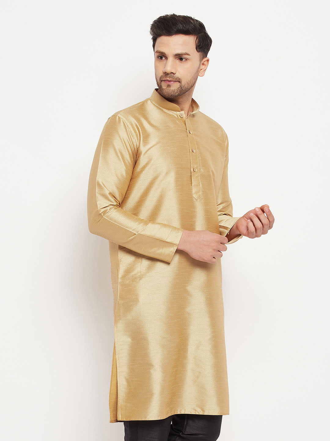 Men's Gold Silk Blend Kurta