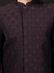 Men's Wine Silk Blend Sherwani Set