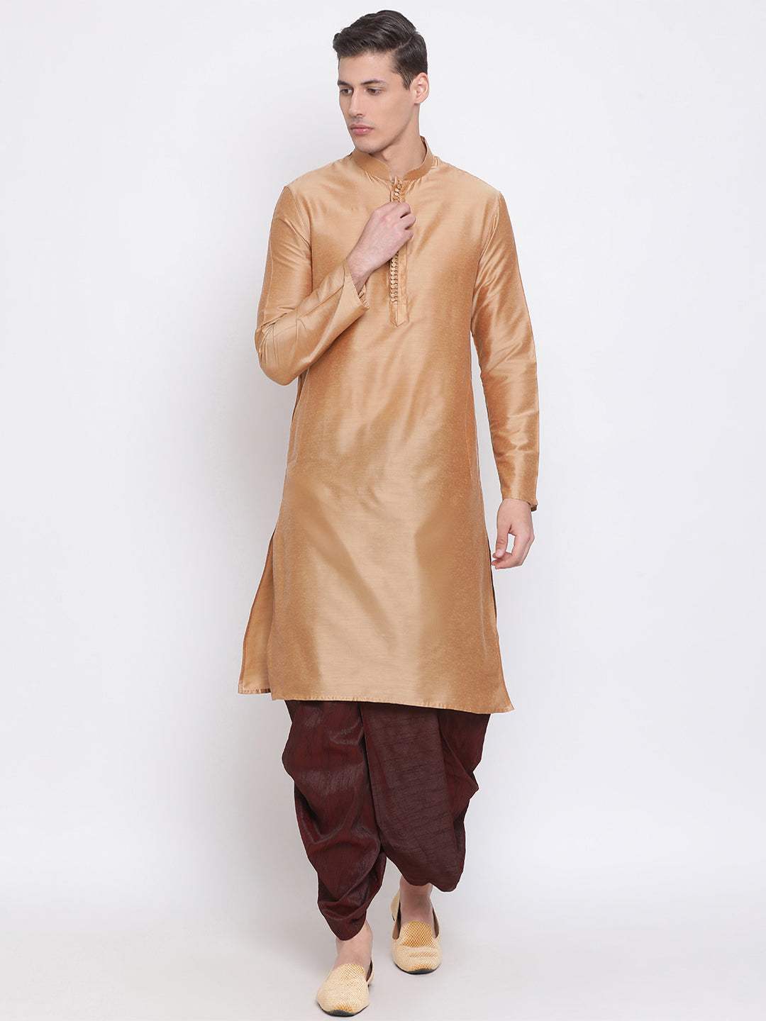 Men's Wine Silk Blend Dhoti