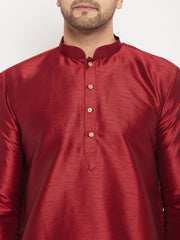 Men's Maroon Silk Blend Kurta