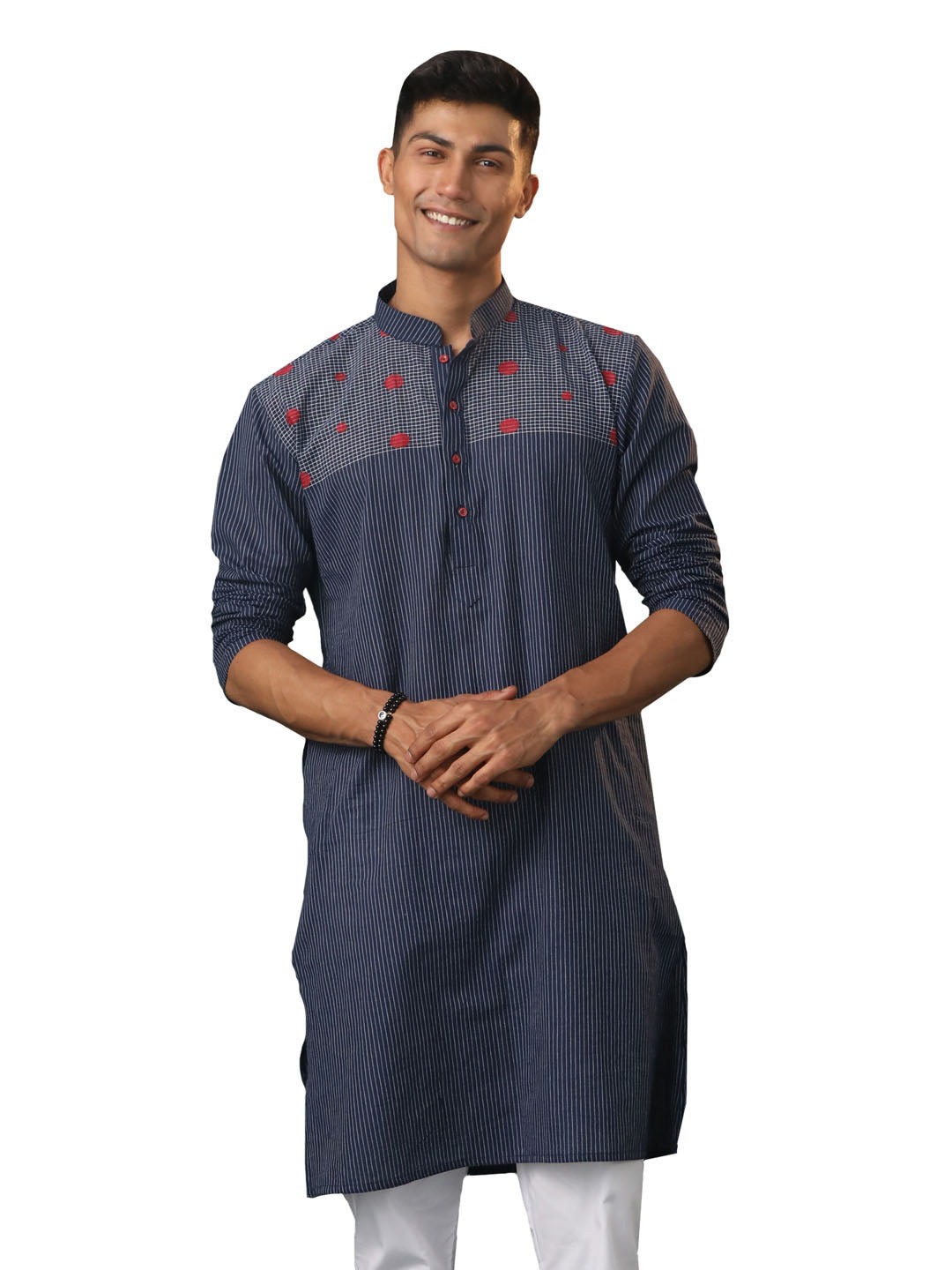 Men's Navy Blue Cotton Kurta