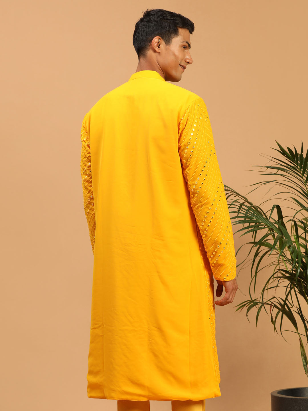 Men's Yellow Georgette Kurta