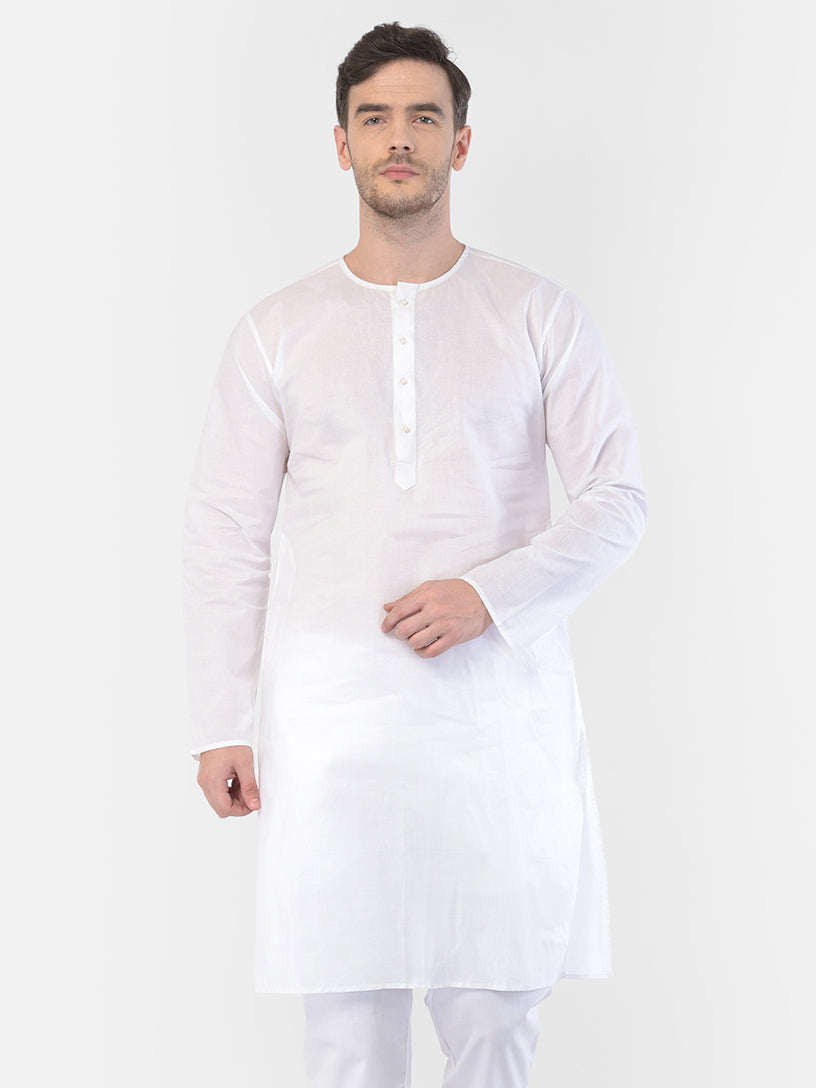 Men's White Cotton Addi Kurta