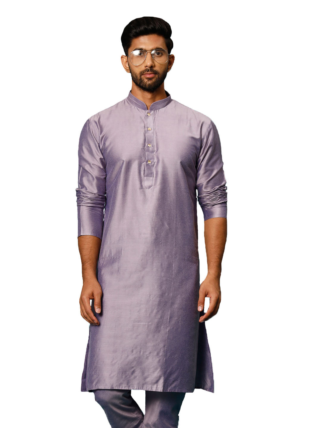 Men's Purple Viscose Kurta