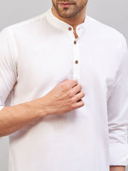 Men's Cream Cotton Blend Kurta