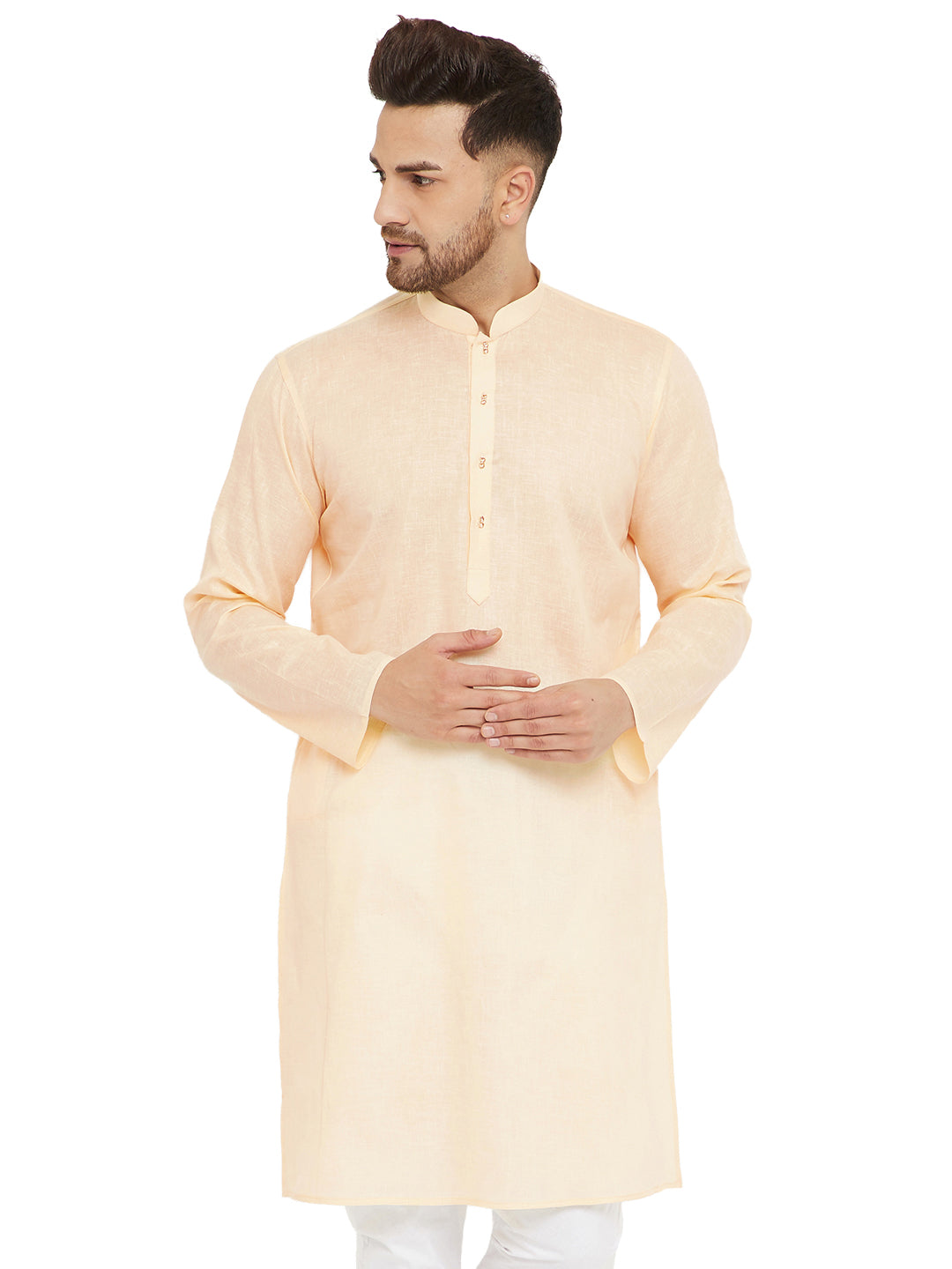 Men's Cream Cotton Blend Kurta