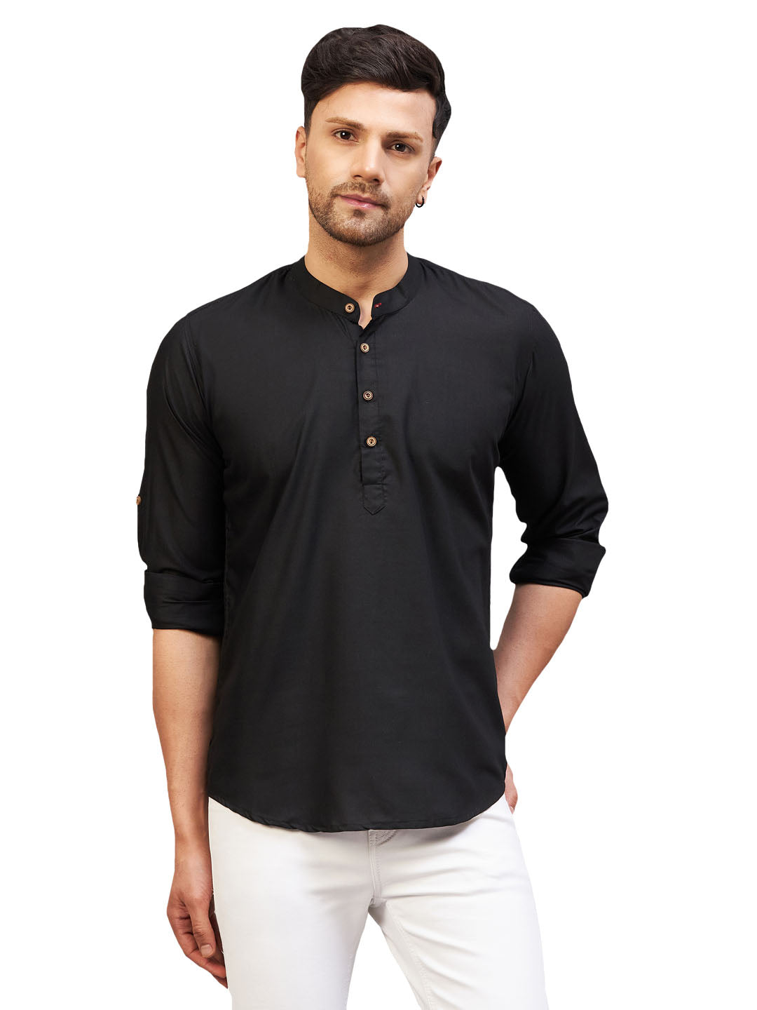 Men's Black Cotton Blend Kurta