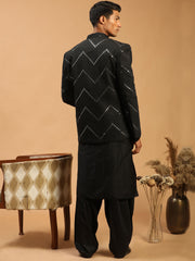 Men's Black Viscose Ethnic Combo Set