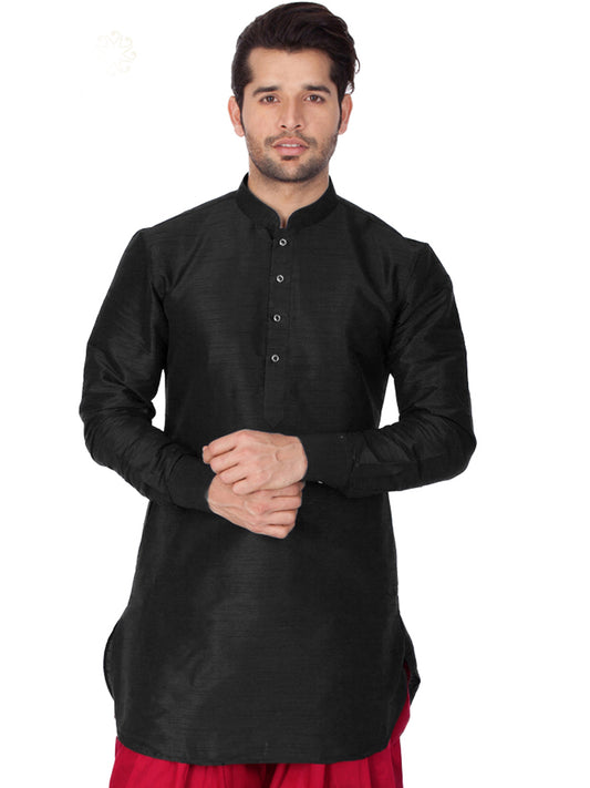 Men's Black Silk Blend Kurta