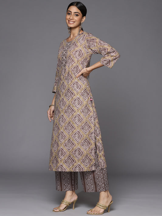 bandhani printed kurta paired with printed palazzo and dupatta