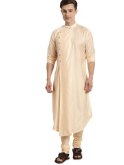 Men's Cream Viscose Blend Kurta Pyjama Set