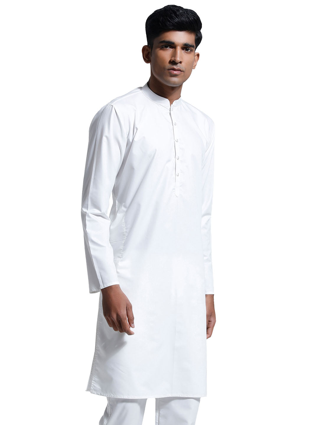 Men's White Cotton Silk Kurta