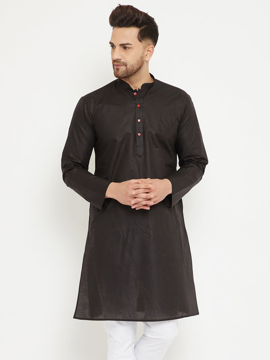 Men's Black Cotton Kurta