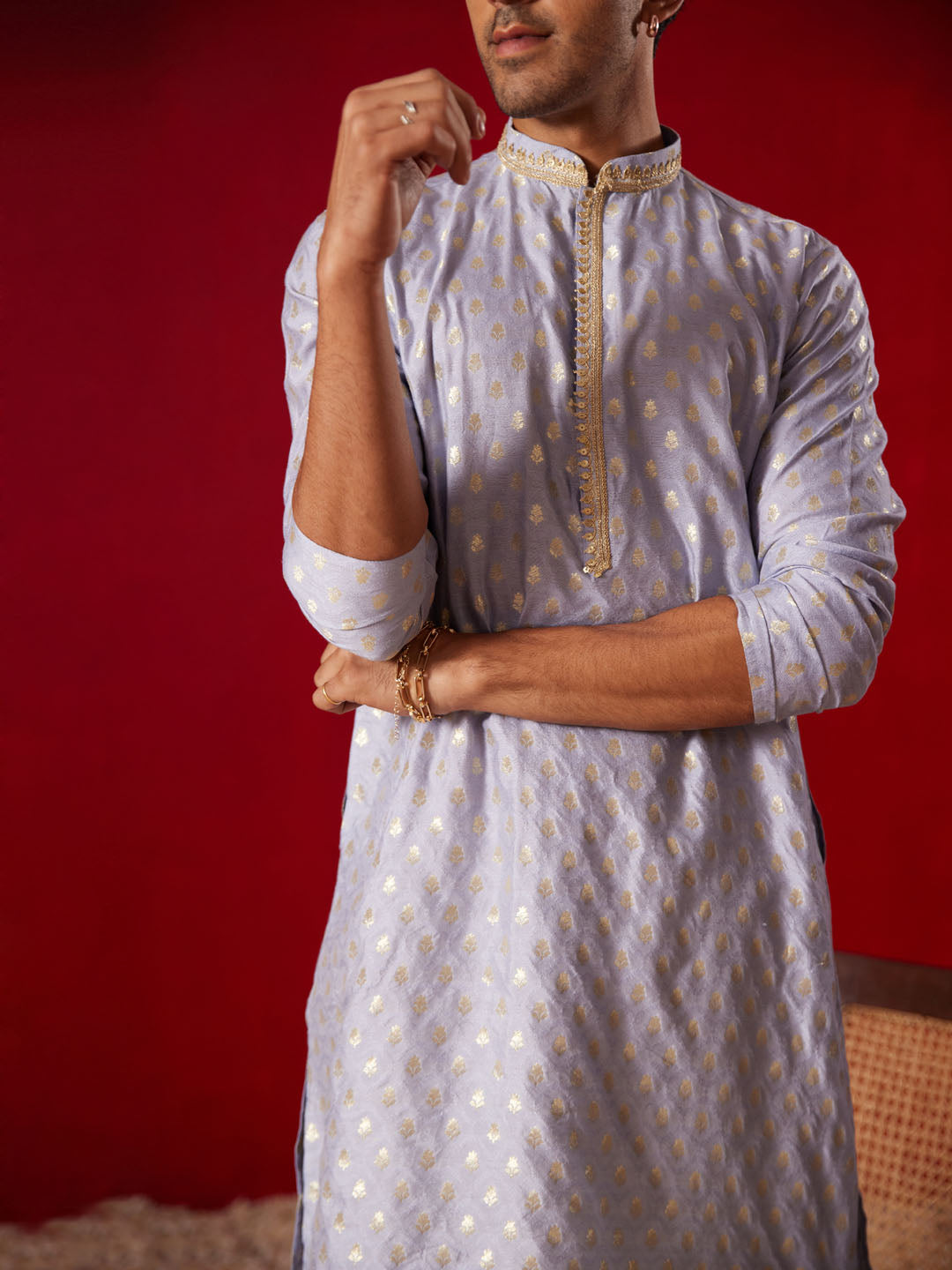 Men's Aqua Silk Blend Kurta