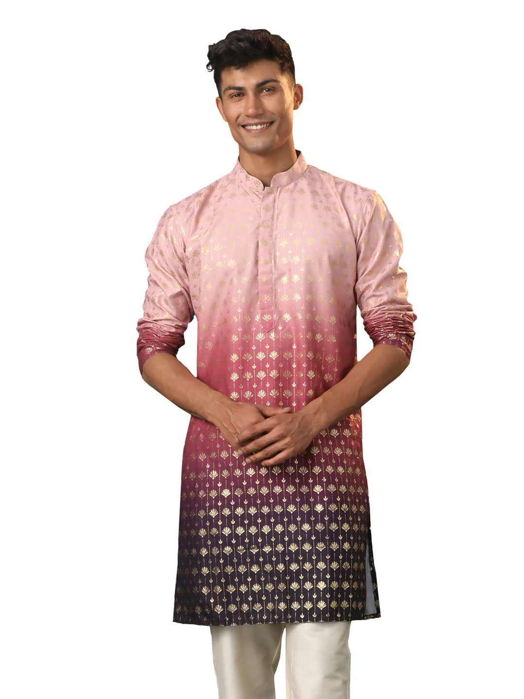 Men's Purple Rayon Kurta