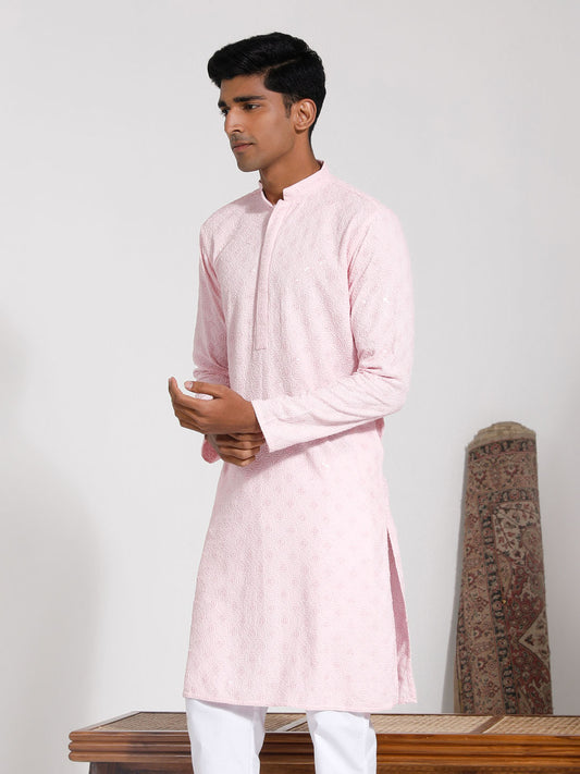 Men's Pink Rayon Kurta