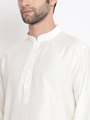 Men's Cream Viscose Kurta Pyjama Set