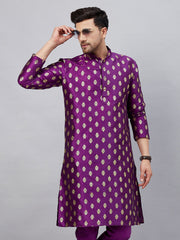 Men's Purple Silk Blend Kurta