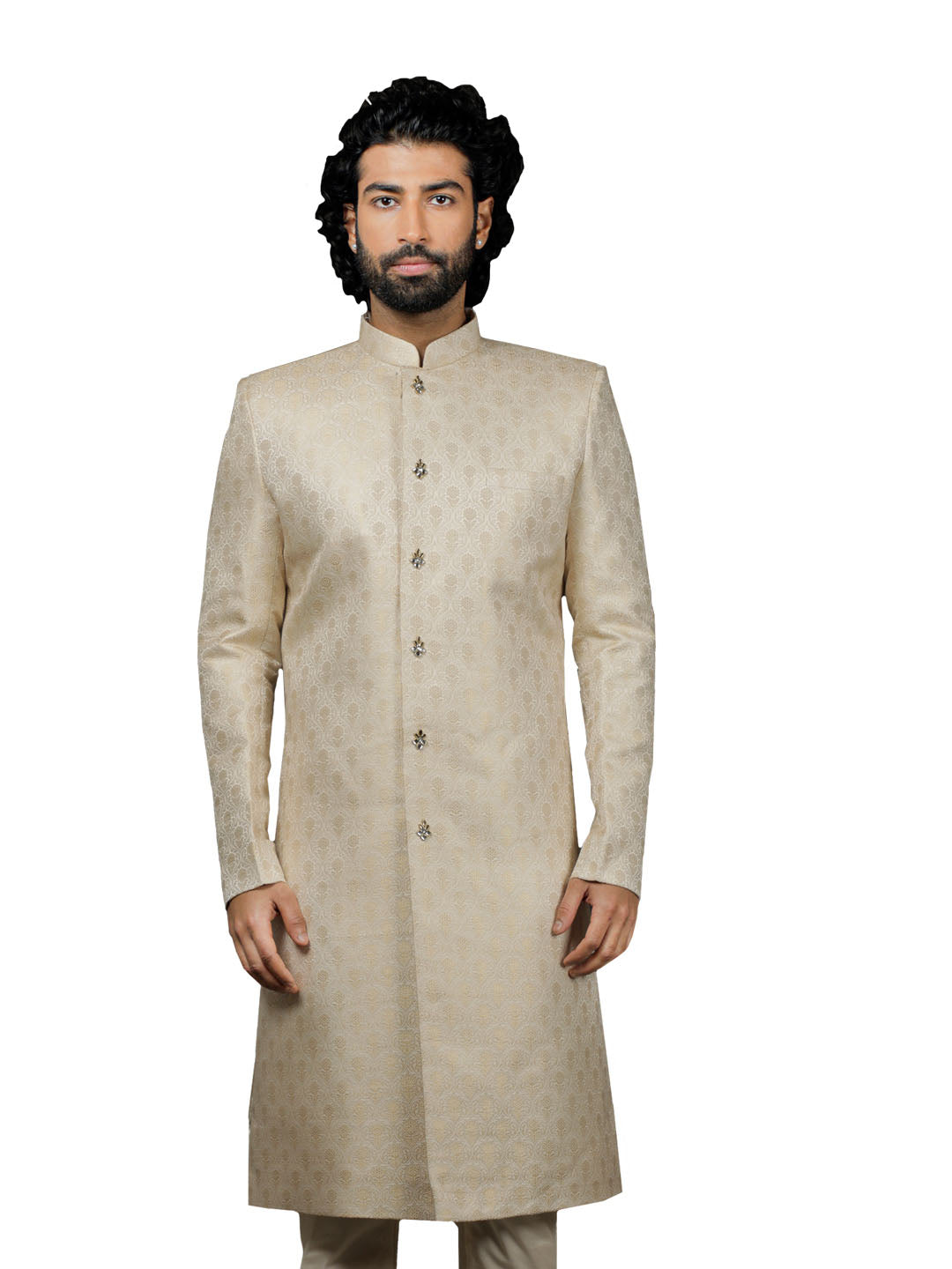 Men's Gold Silk Blend Sherwani Only Top