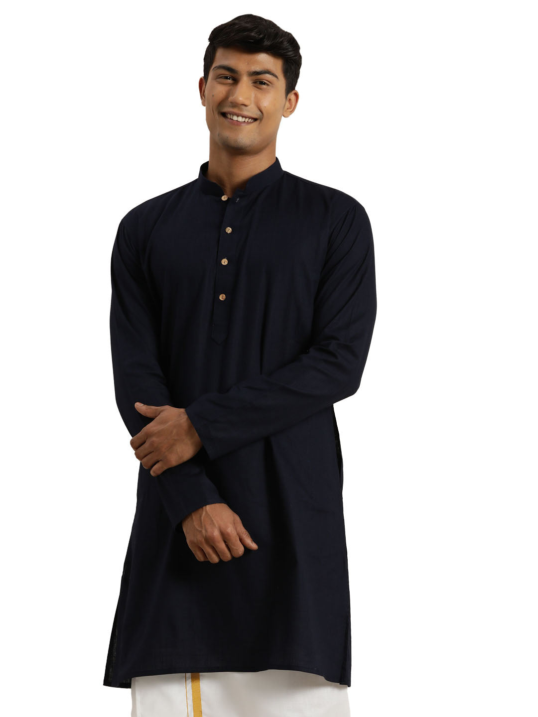 Men's Navy Blue Cotton Kurta