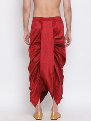 Men's Maroon Silk Blend Dhoti