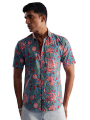 Men's Aqua Cotton Shirt