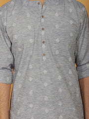 Men's Gray Cotton Kurta