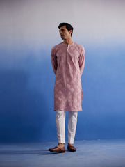 Men's Pink Cotton Kurta