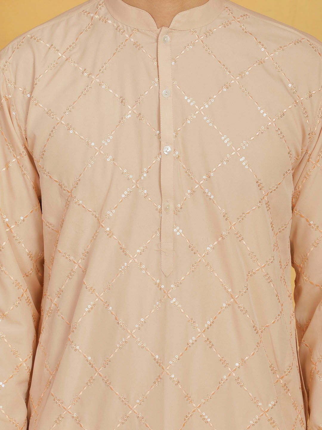 Men's Peach Viscose Kurta