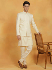 Men's Cream Cotton Linen Jodhpuri