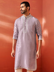 Men's Purple Silk Blend Kurta