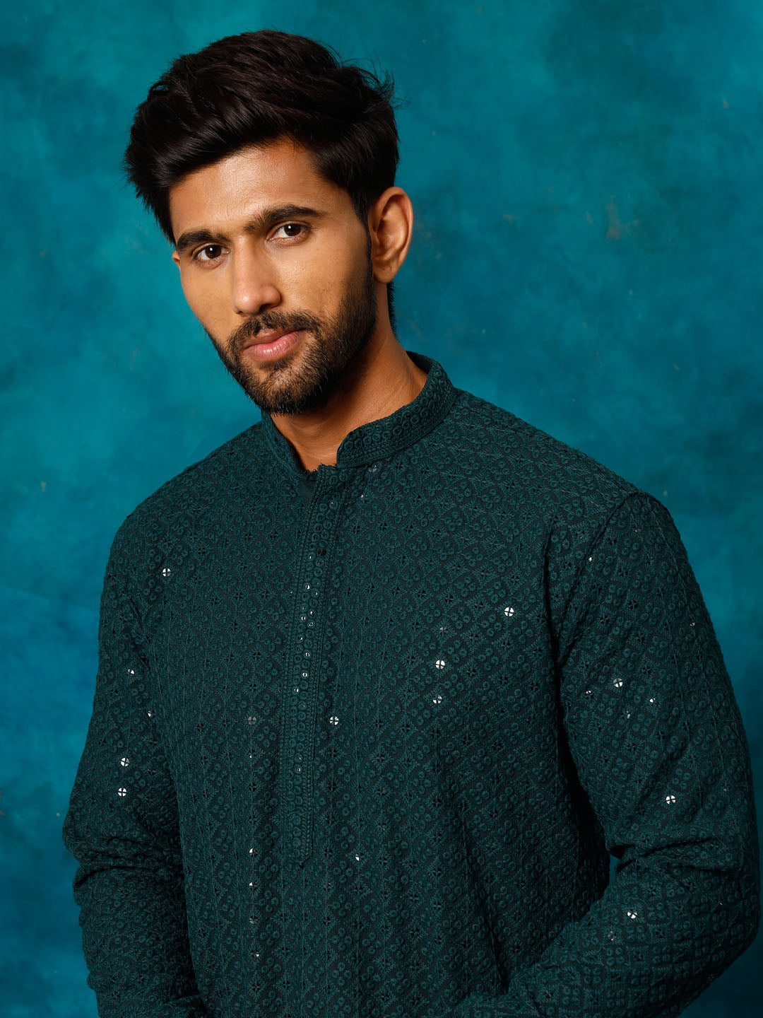 Men's Green Rayon Cotton Kurta