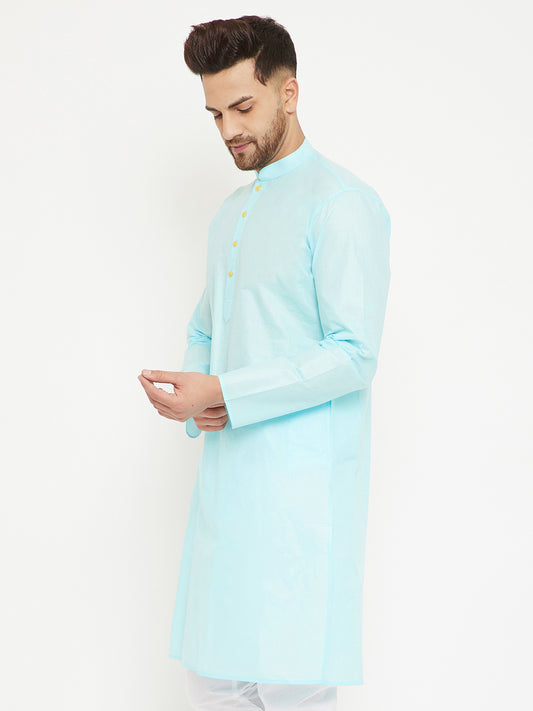 Men's Aqua Cotton Kurta