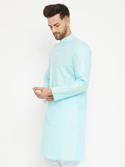 Men's Aqua Cotton Kurta