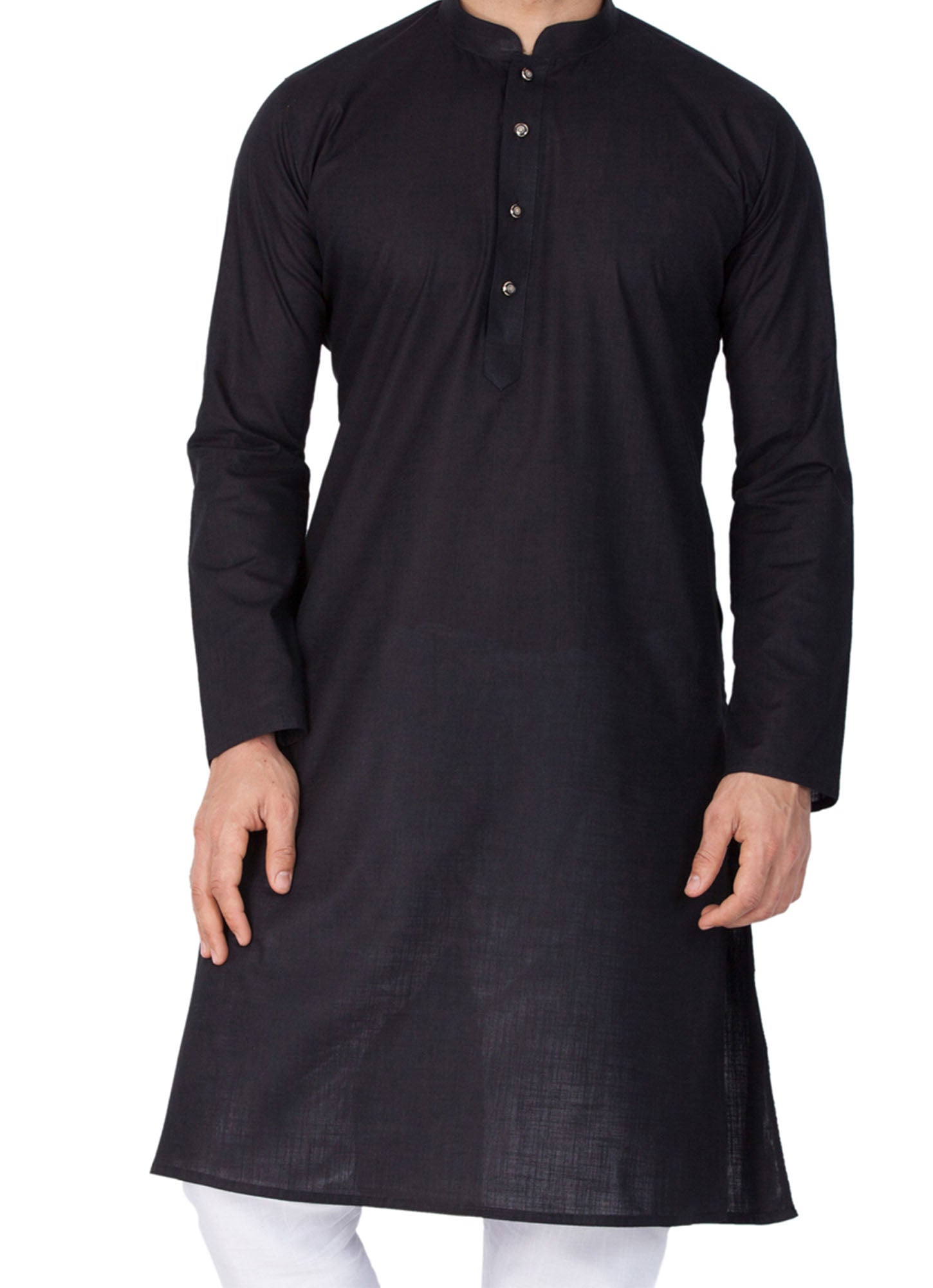 Men's Black Cotton Linen Blend Kurta