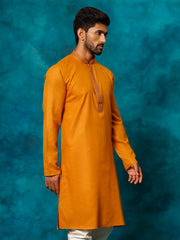 Men's Rust Cotton Blend Kurta