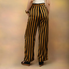 Mustard Striped Flared Trousers