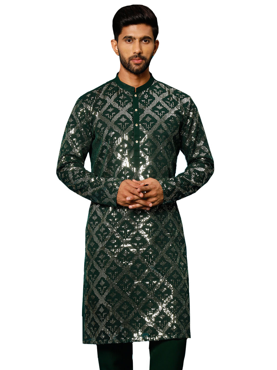 Men's Green Georgette Kurta