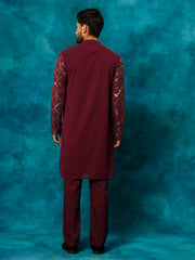 Men's Purple Georgette Kurta Pyjama Set