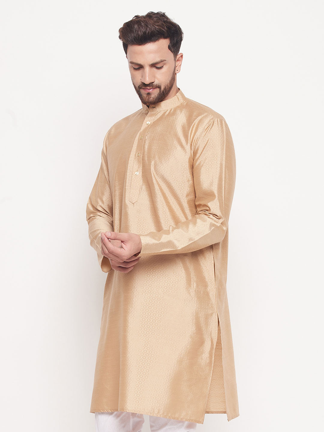 Men Beige Silk Blend Kurta