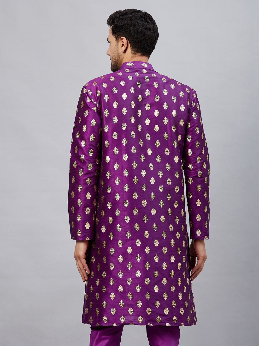 Men's Purple Silk Blend Kurta