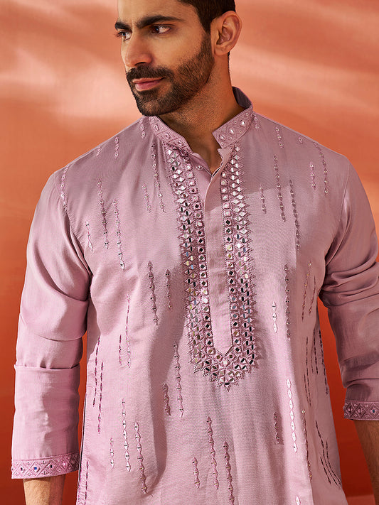 Men's Onion Chanderi Kurta And Pyjama Set