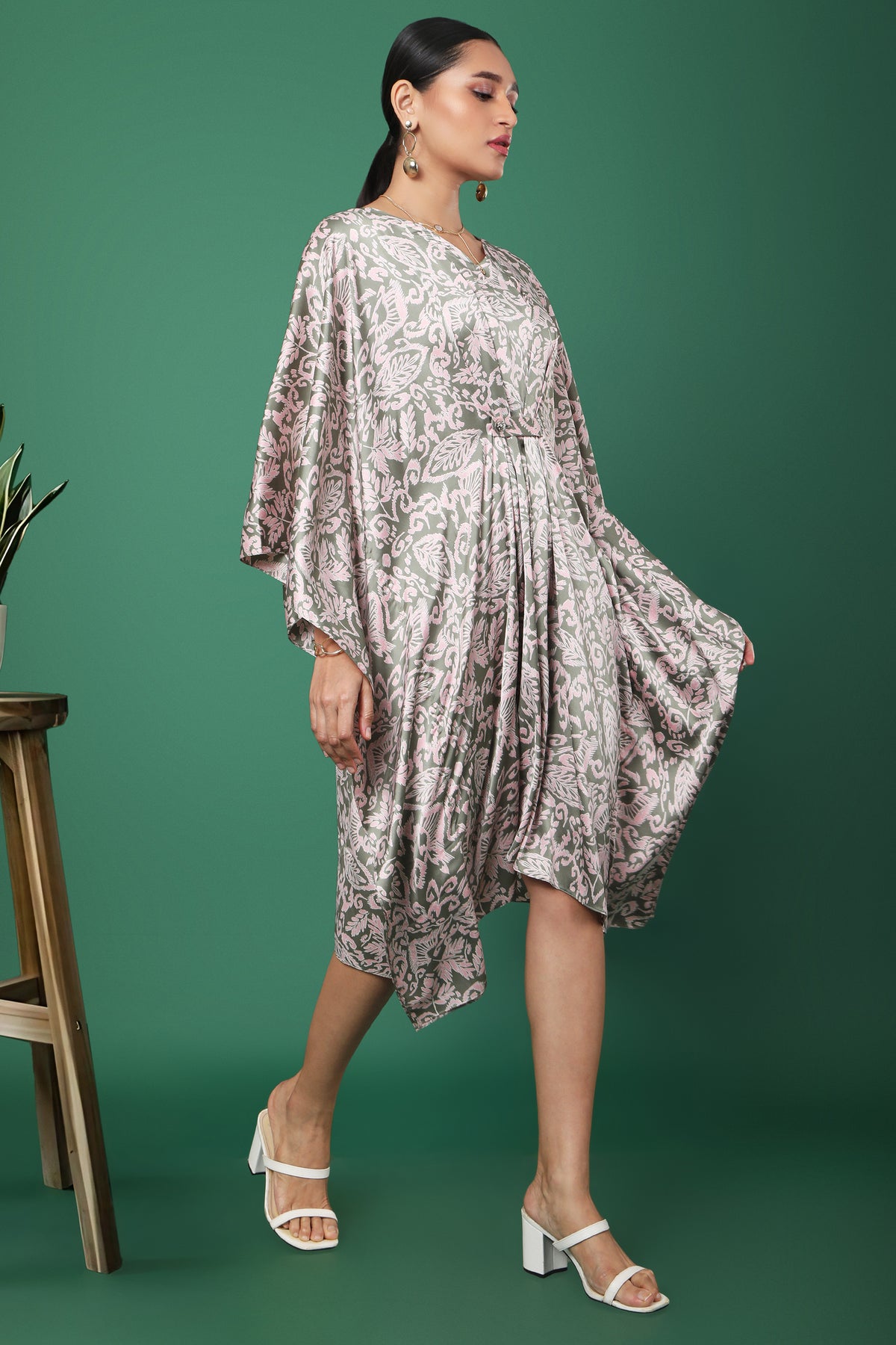 Amaya Printed Kaftan With Pleats