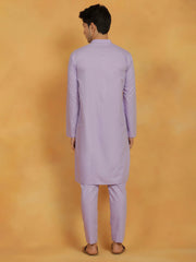 Men's Lavender Cotton Silk Kurta And Pyjama Set