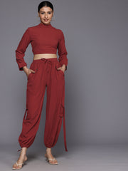 Women Rust Long Sleeves  Joggers Co-Ord