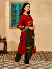 Women's Maroon Kurta Set