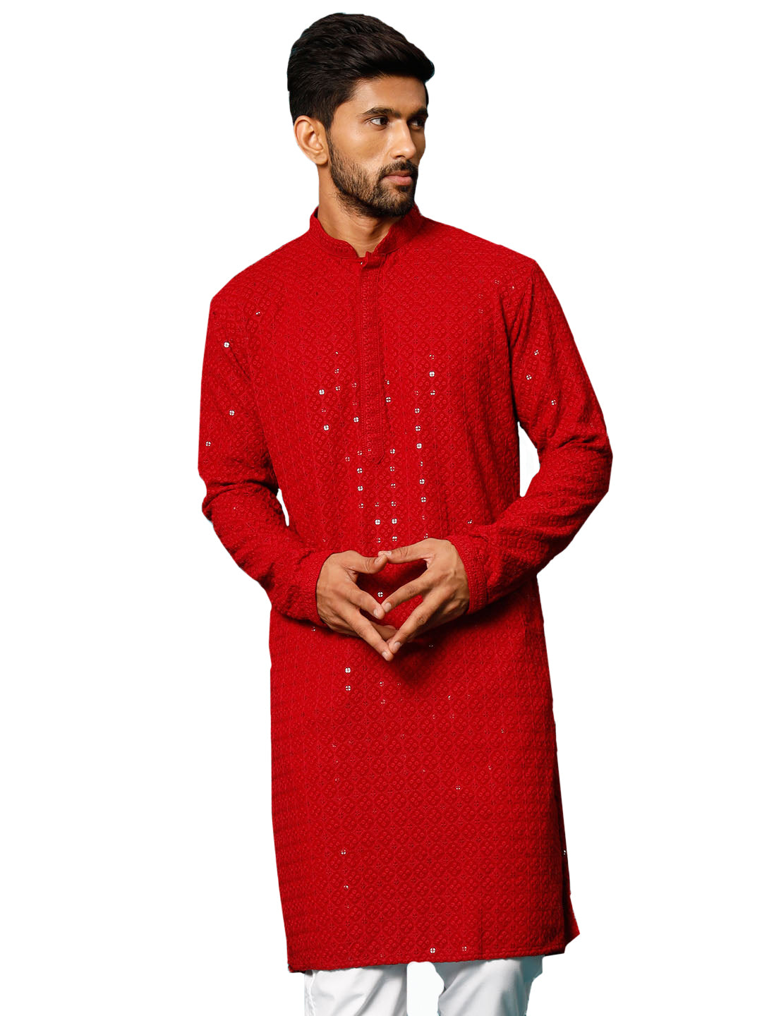 Men's Maroon Rayon Cotton Kurta