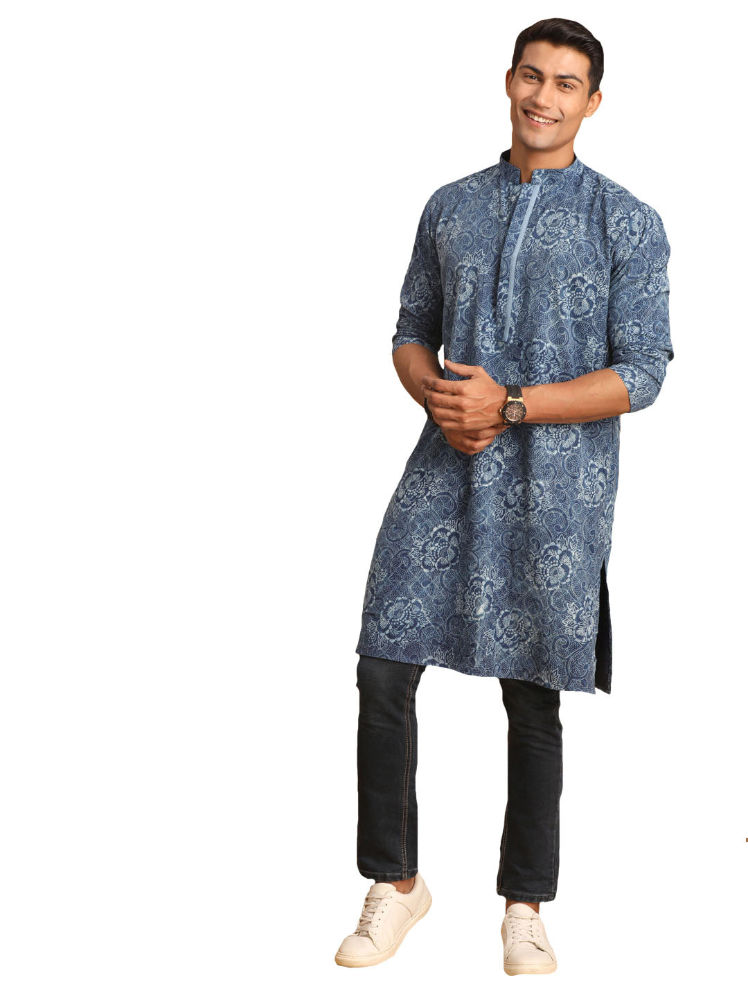 Men's Indigo Blue Cotton Kurta