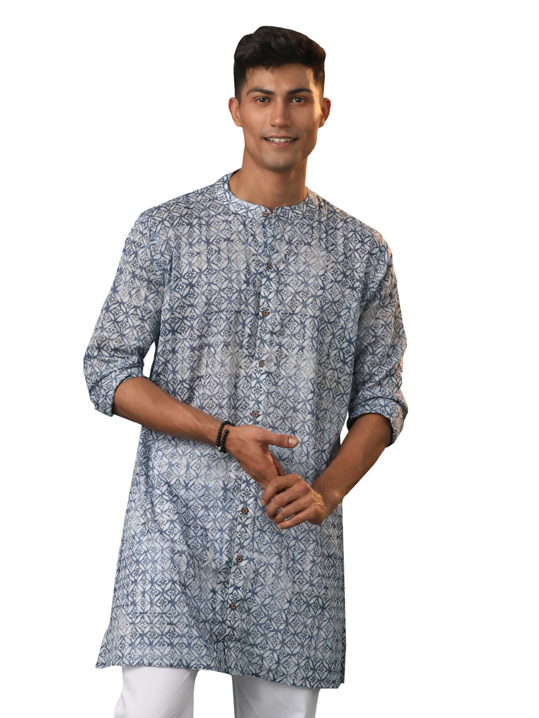 Men's Blue Cotton Kurta