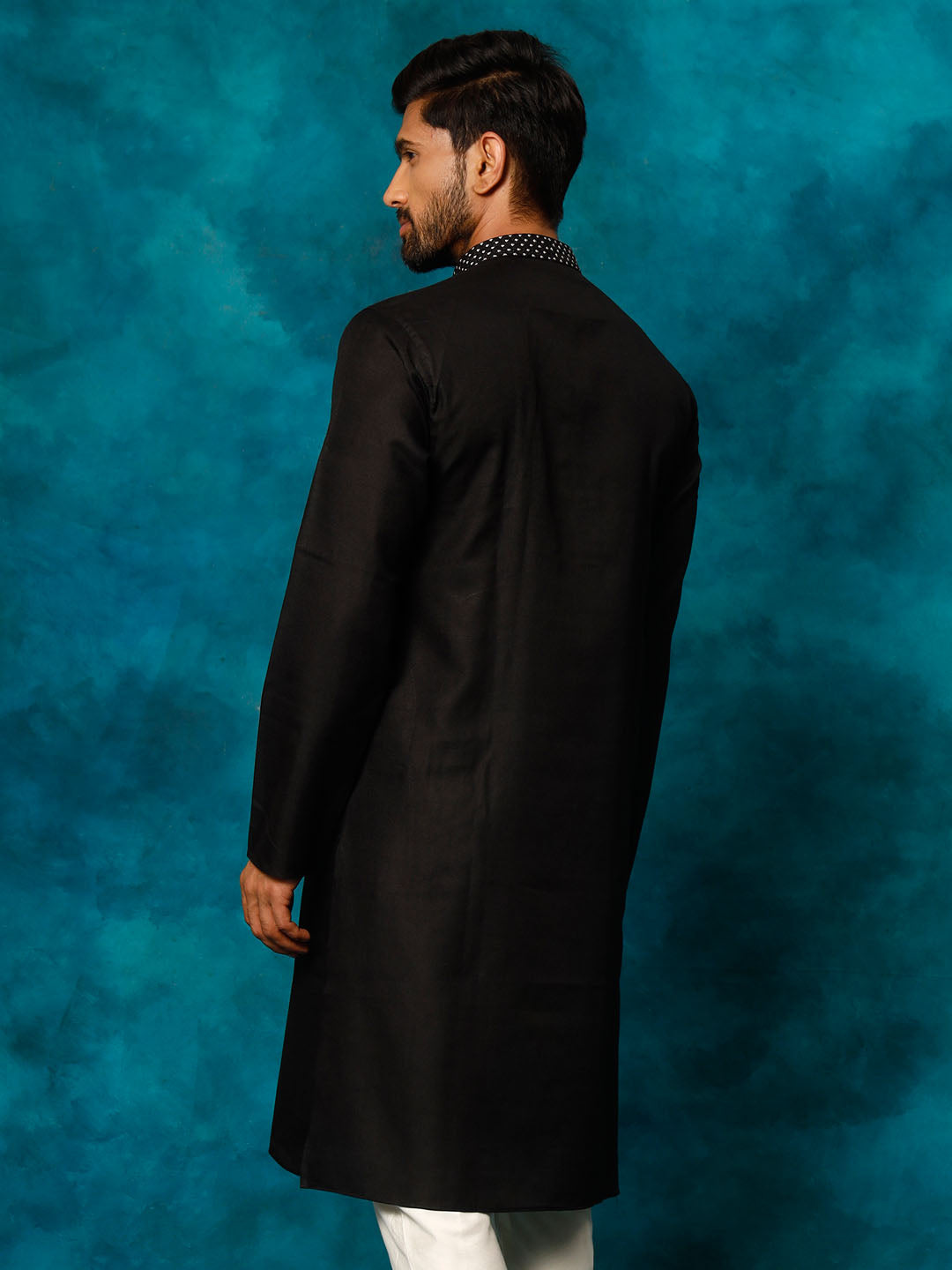 Men's Black Cotton Blend Kurta